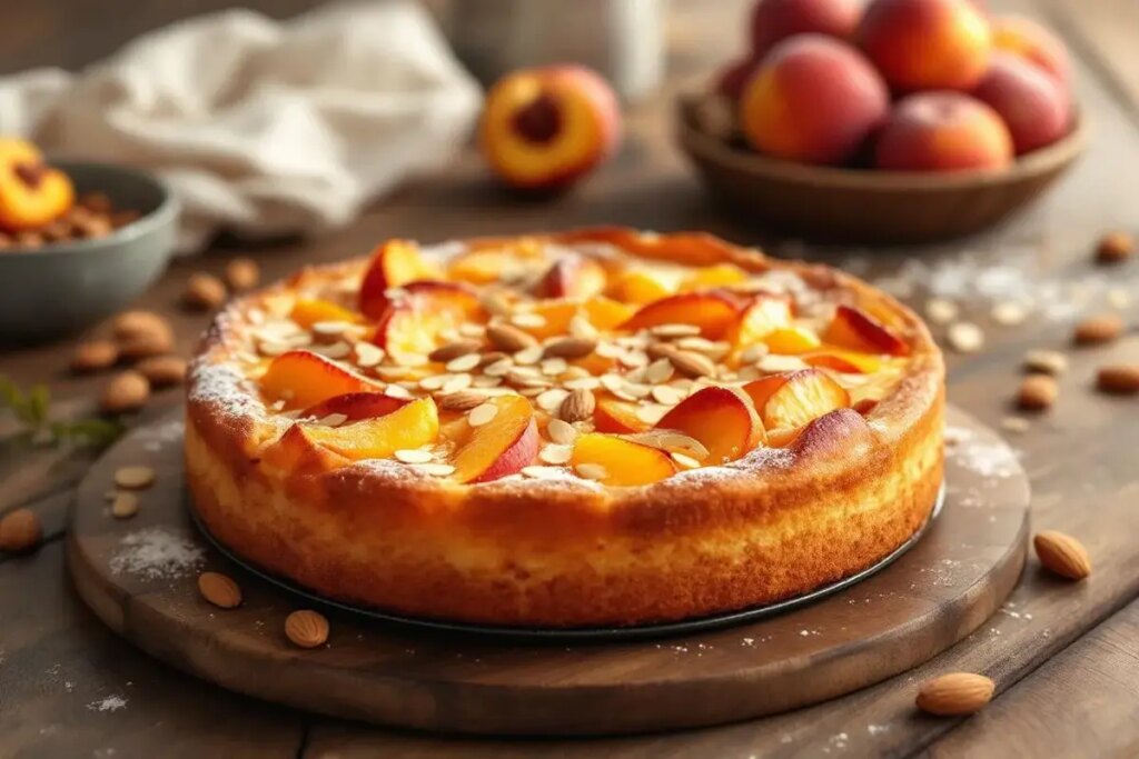 Ce moelleux pêches-amandes se cuit en 20 minutes : express, fondant et ultra gourmand.jpg